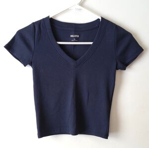 Hollister Navy Blue Ribbed Baby Tee